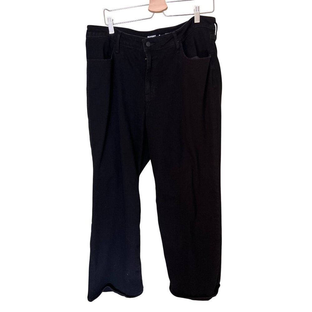 Old Navy High-Rise Wow Wide Leg Jeans Size 18 Black Cowgirl Western Rodeo Stretc